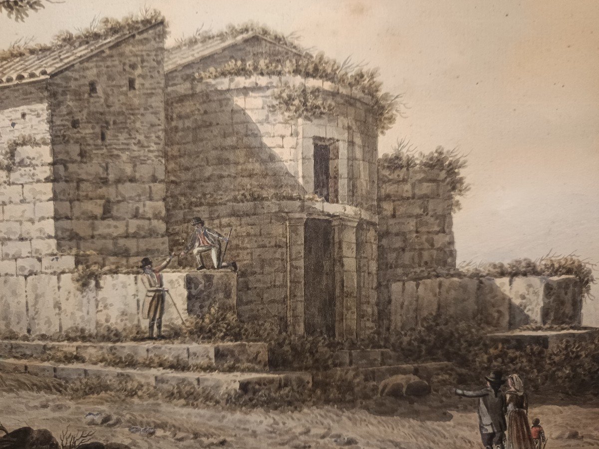 coppia di acquerelli della fine del settecento autore siciliano del Grand Tour-photo-6
