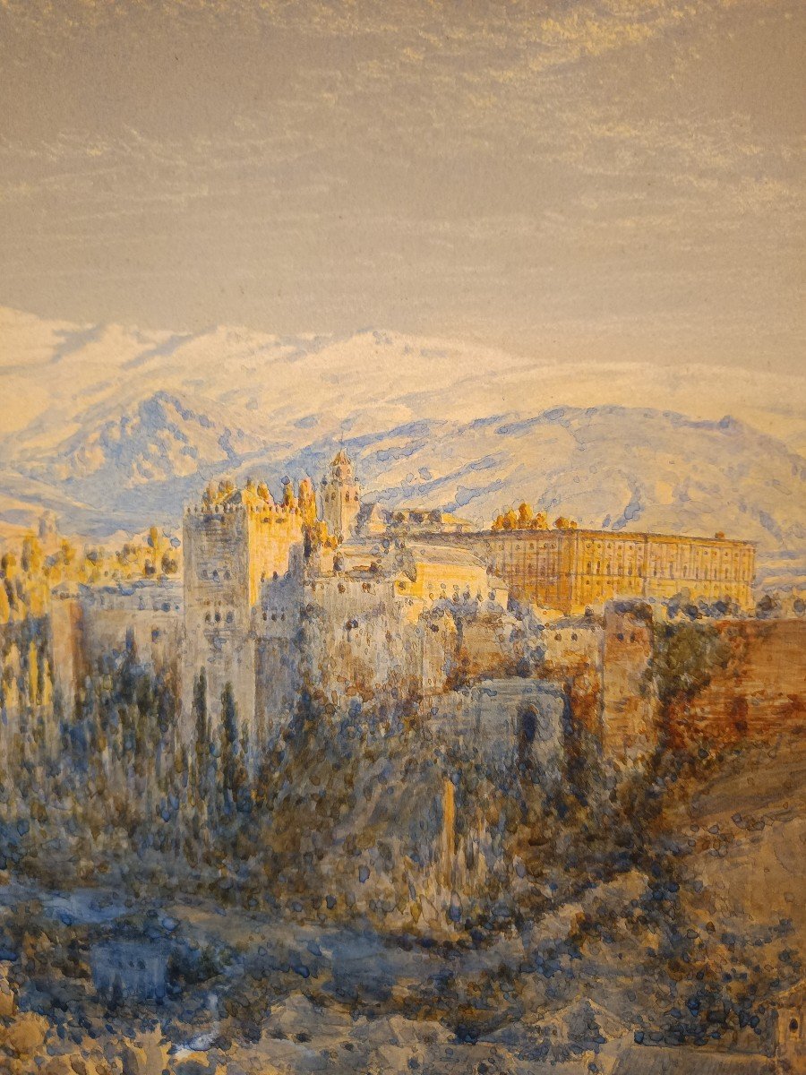 Henry Stainer - Granada  veduta dell'alhambra   1883 acquarello Spagna -photo-3