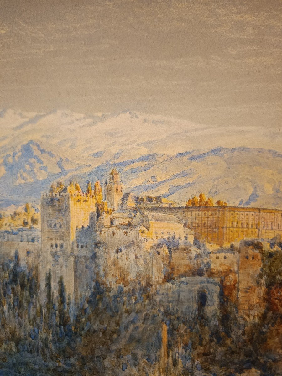 Henry Stainer - Granada  veduta dell'alhambra   1883 acquarello Spagna -photo-5