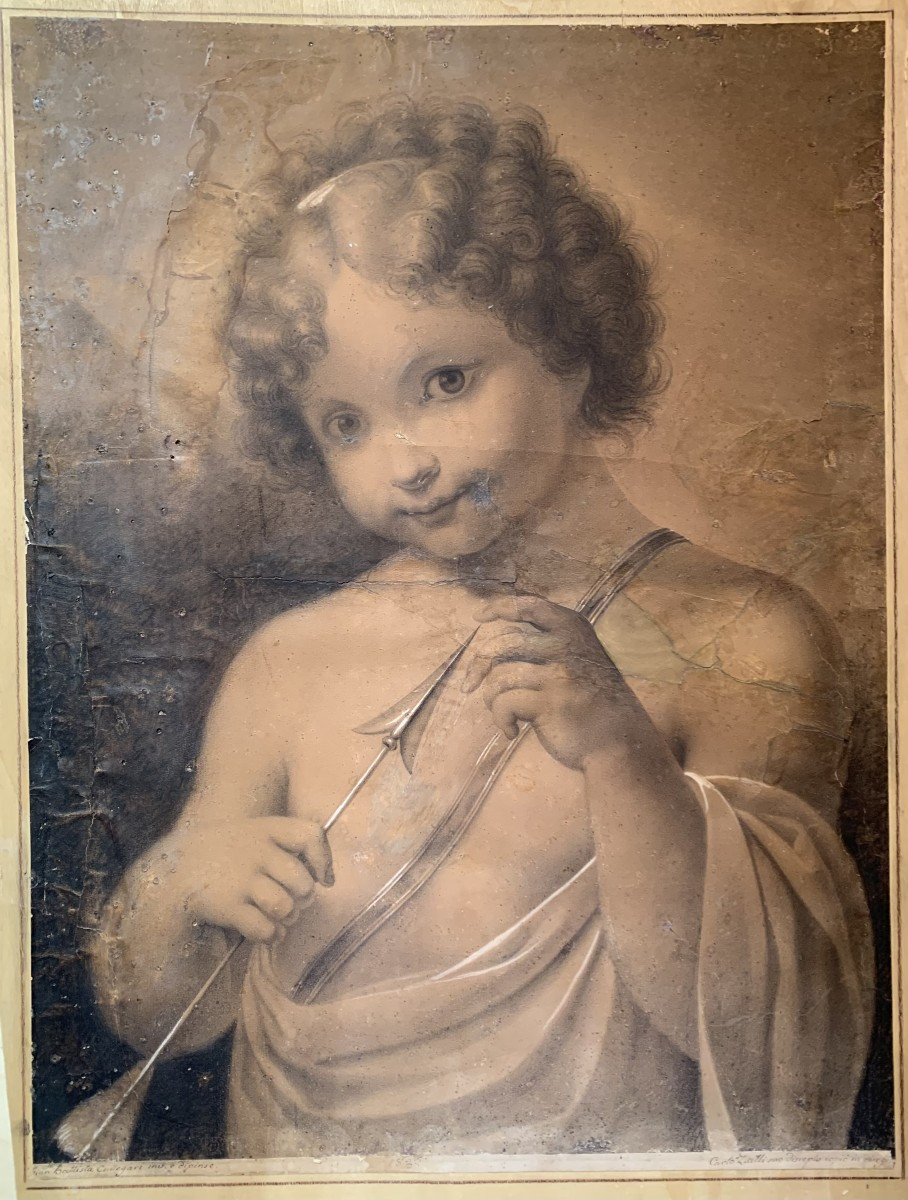 Cupido -Carlo Zatti- Battista Callegari 1826 .Italia -Francia-Grand Tour neoclassico disegno