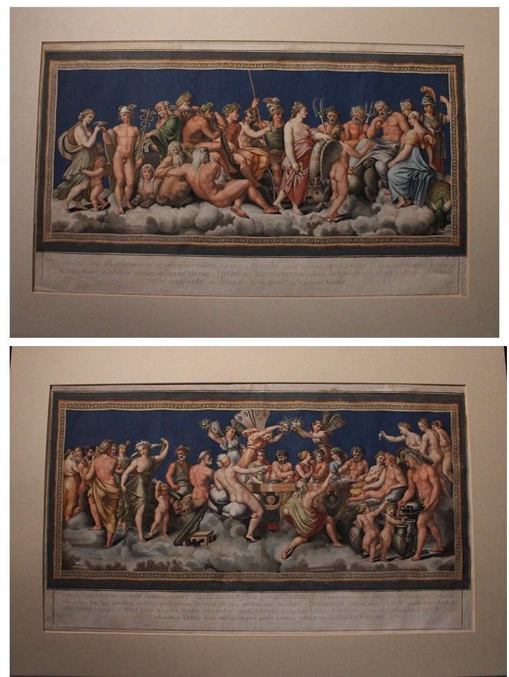 Dorigny - Il Consiglio degli Dei - Raffaello 1693 Italia Grand Tour Mitologia - Acquerello 