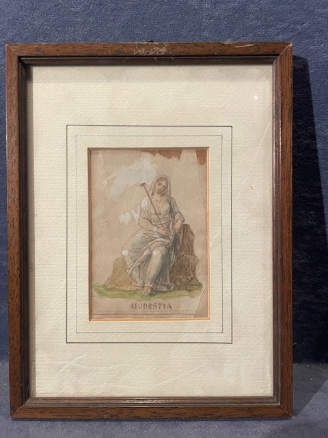 Felice Giani- 7 acquarelli  figure allegoriche - XIX s -photo-1