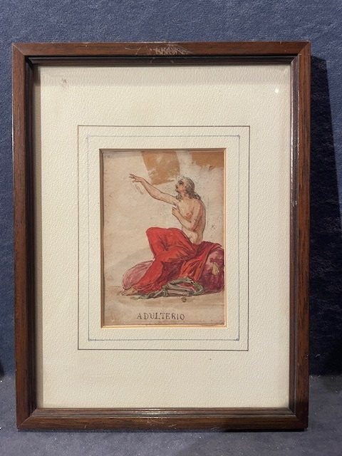 Felice Giani- 7 acquarelli  figure allegoriche - XIX s -photo-3