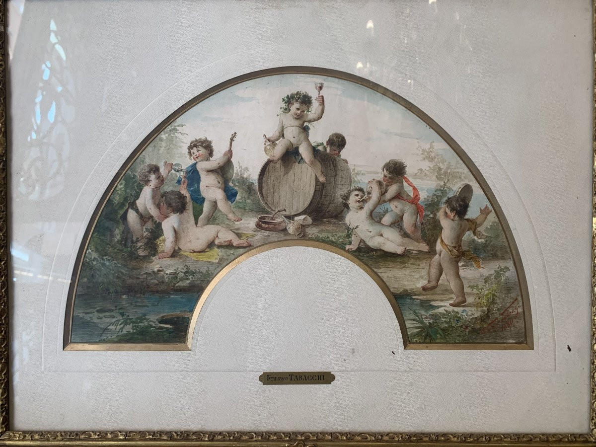 Francesco Tabacchi - Trionfo Bacco - 1880 acquerello su pergamena - Grand Tour Italia -photo-2