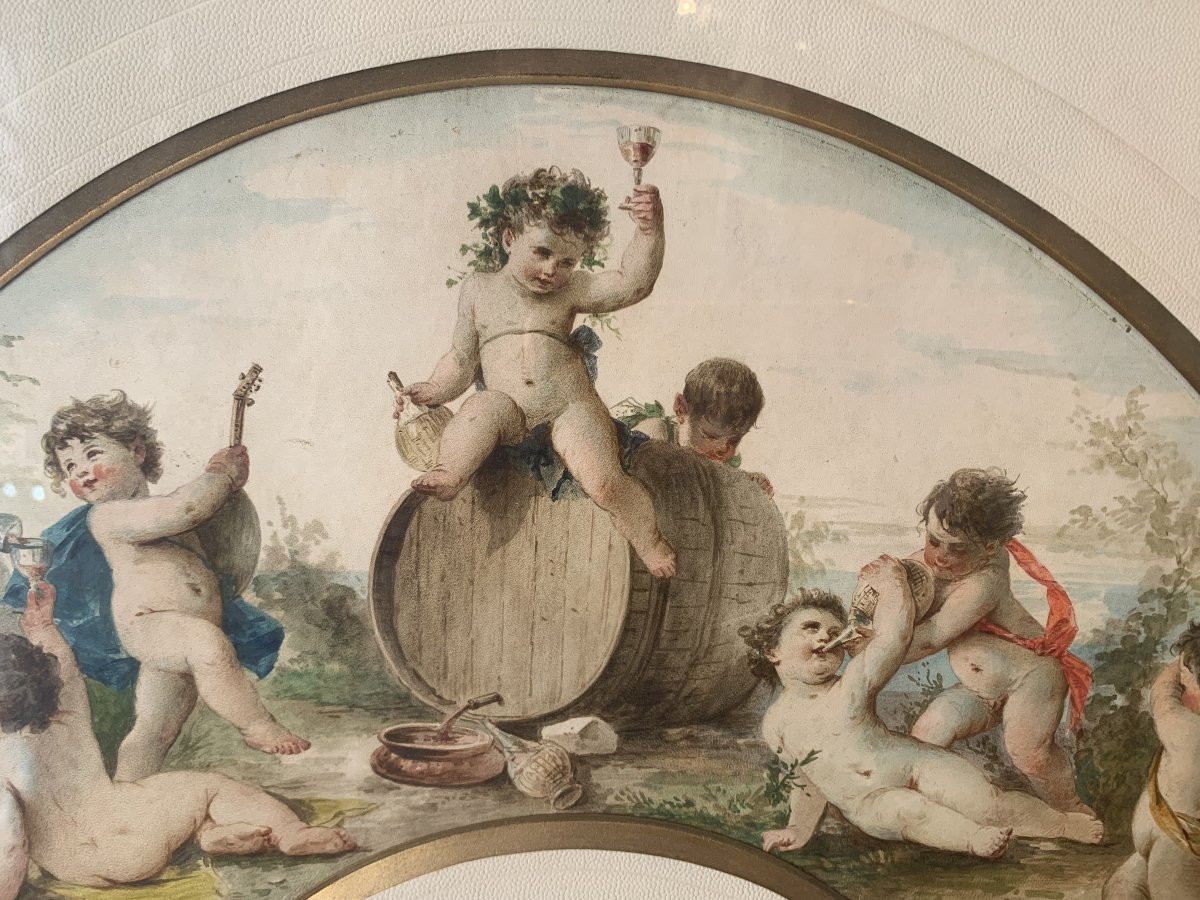 Francesco Tabacchi - Trionfo Bacco - 1880 acquerello su pergamena - Grand Tour Italia -photo-3