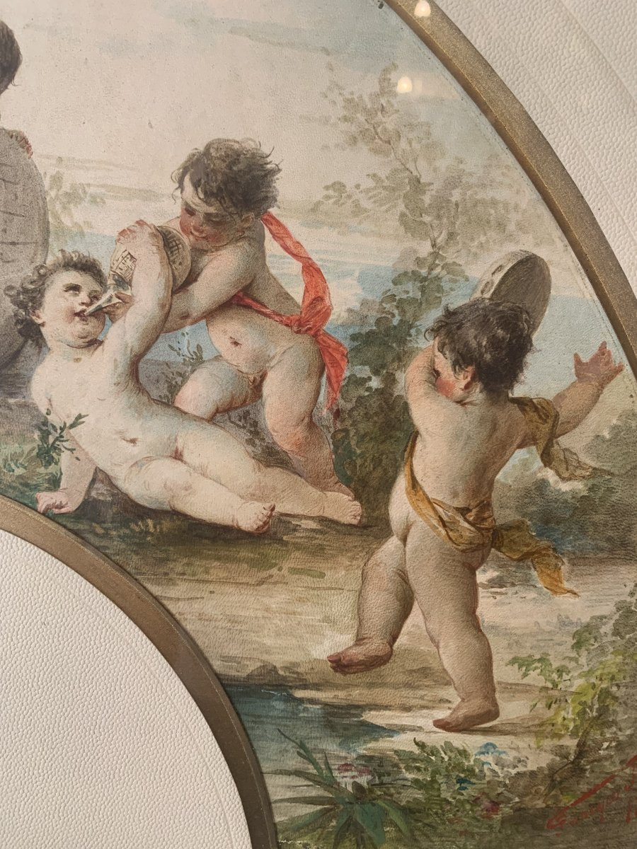 Francesco Tabacchi - Trionfo Bacco - 1880 acquerello su pergamena - Grand Tour Italia -photo-1