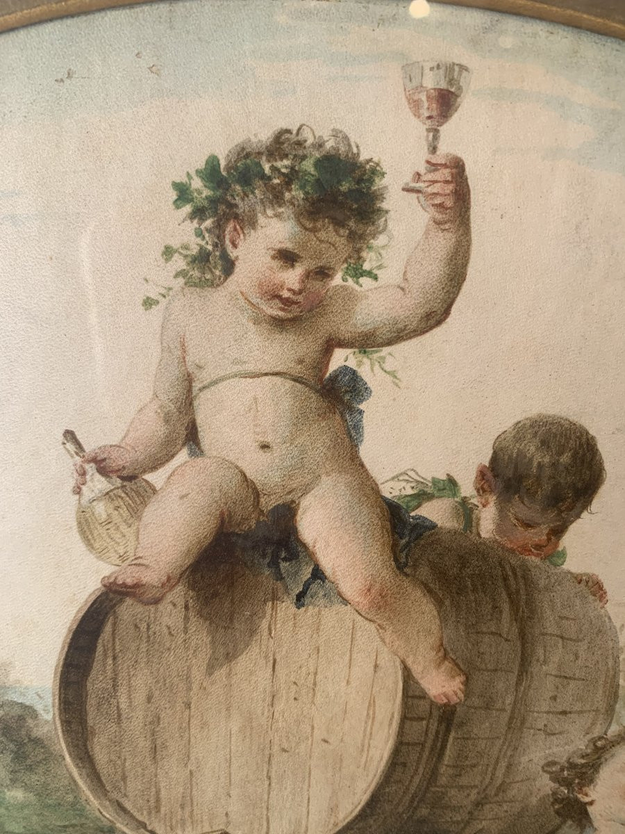 Francesco Tabacchi - Trionfo Bacco - 1880 acquerello su pergamena - Grand Tour Italia -photo-2