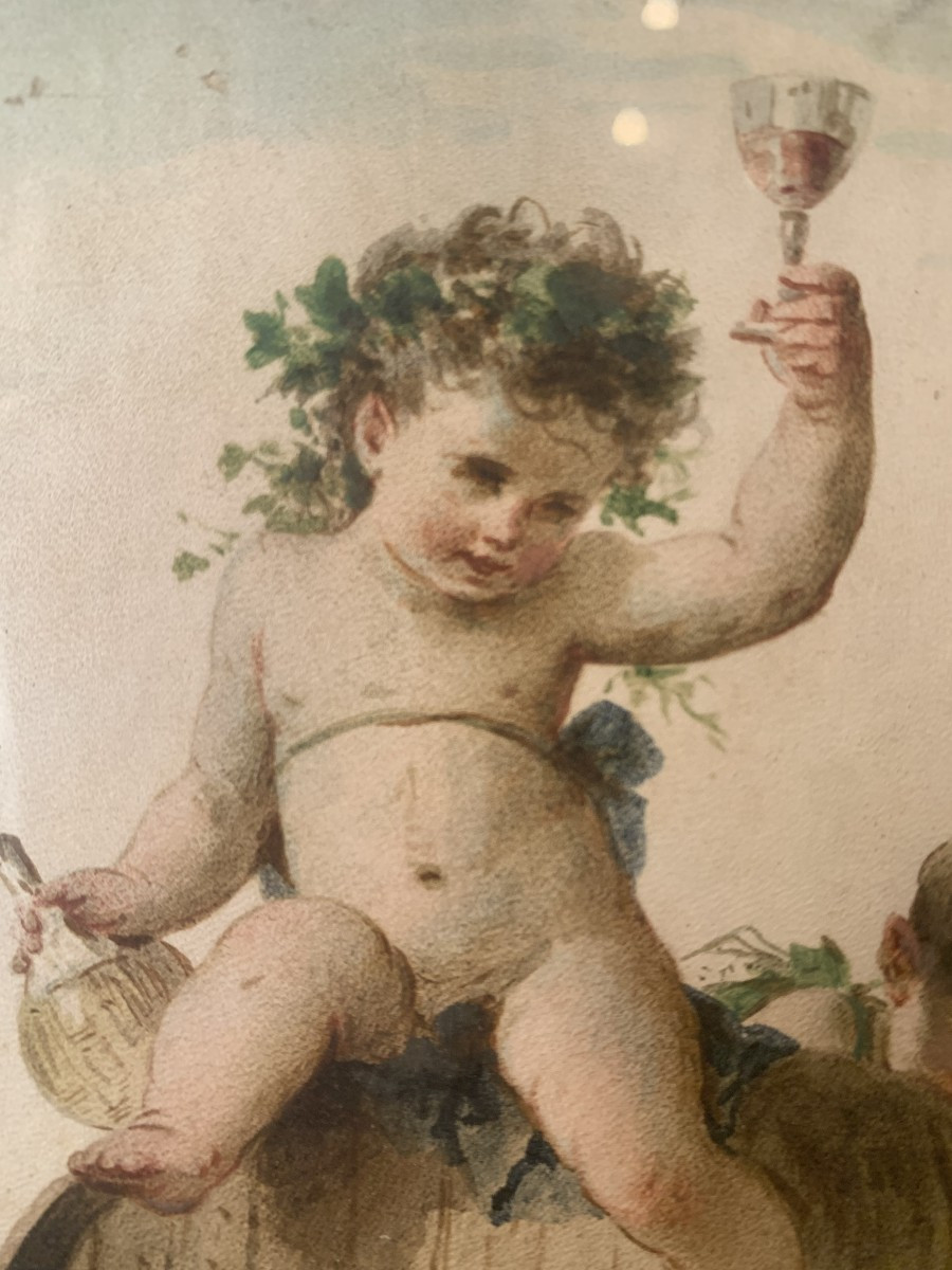 Francesco Tabacchi - Trionfo Bacco - 1880 acquerello su pergamena - Grand Tour Italia -photo-4