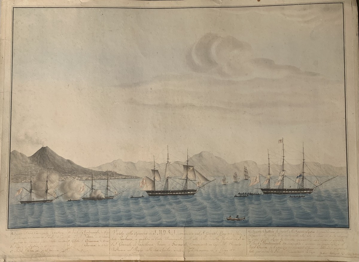 Napoli- Flotta austriaca - 4 maggio 1821 - Italia  Austria Francia Napoleone Napoletana 