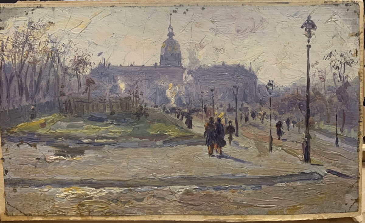 Pittore francese - Hotel des Invalides - Parigi - Francia - olio su carta - 1870 ca-photo-3