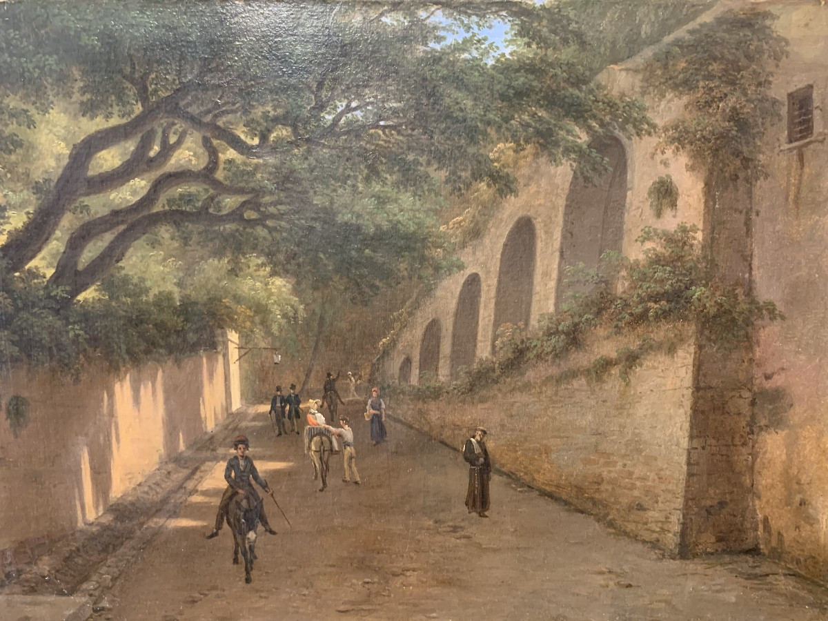 Scuola italiana - Paesaggio napoletano - Napoli- Grand Tour Roma 1830 