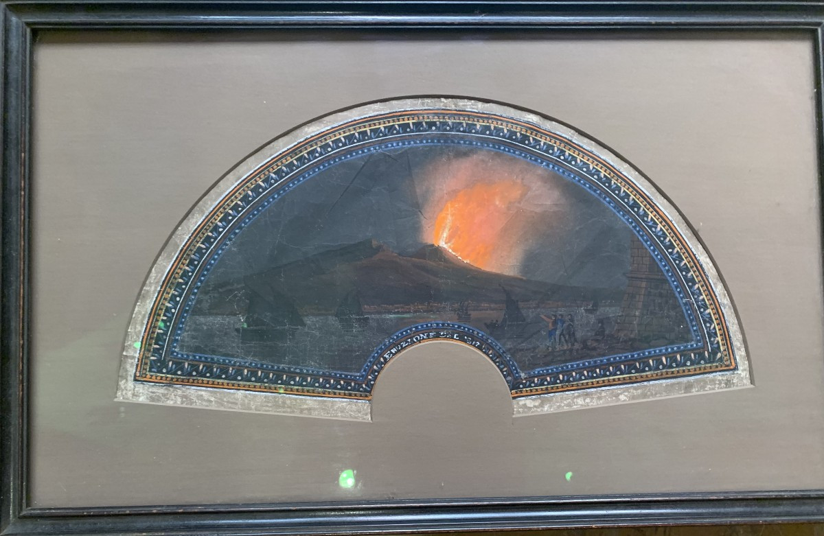 Scuola napoletana - Coppia di eruzioni del Vesuvio Ventagli -Italia Napoli Grand Tour gouaches-photo-4