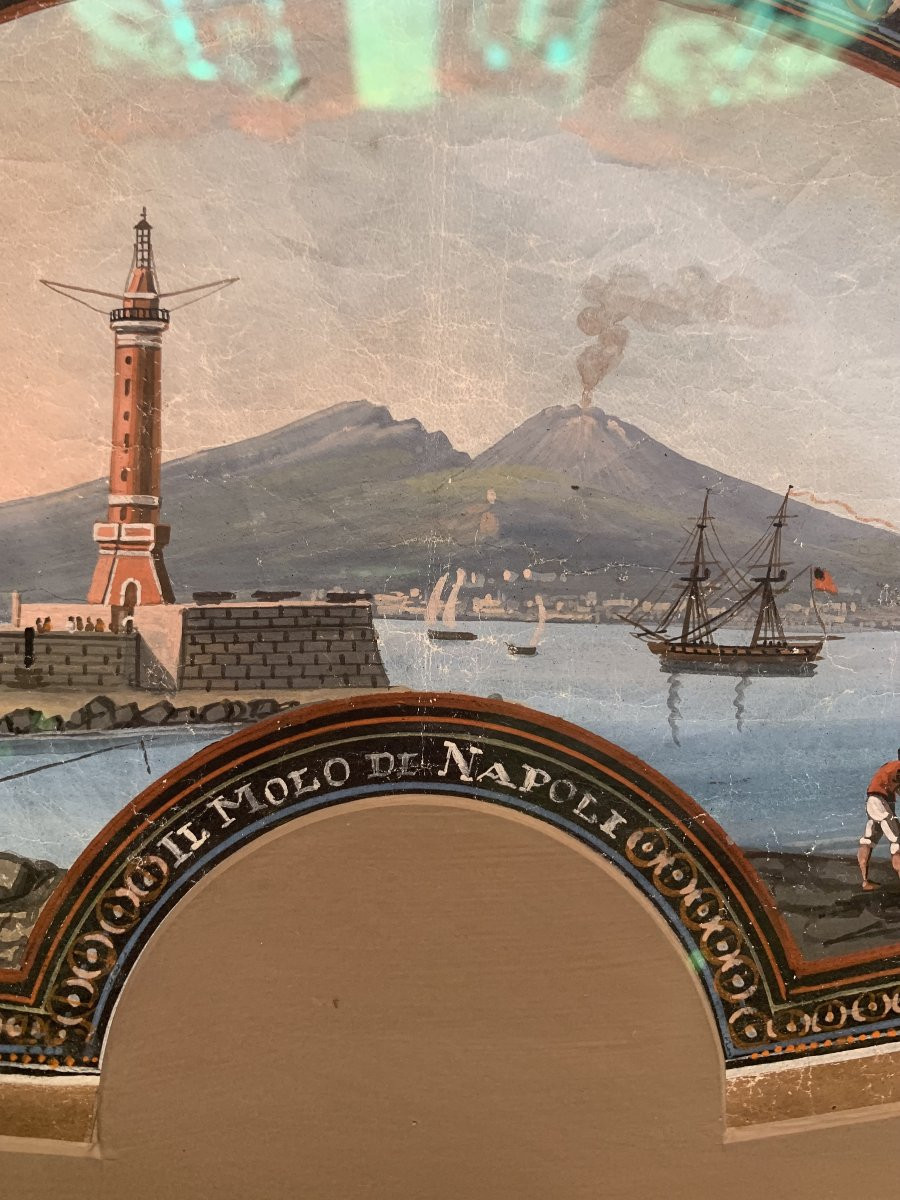 Scuola napoletana - Coppia di eruzioni del Vesuvio Ventagli -Italia Napoli Grand Tour gouaches-photo-1