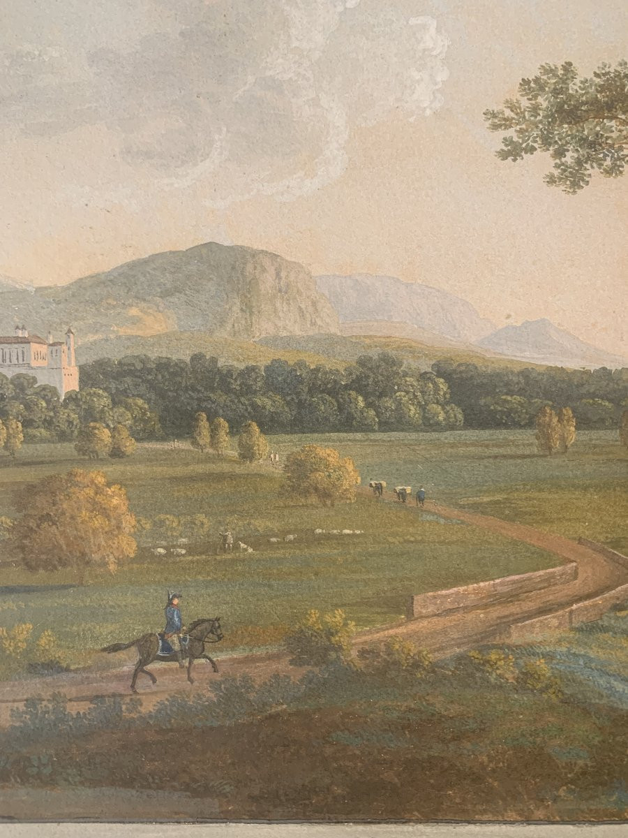 scuola napoletana - Veduta di Persano - gouache - 1820 ca Napoli Italia Grand Tour-photo-2