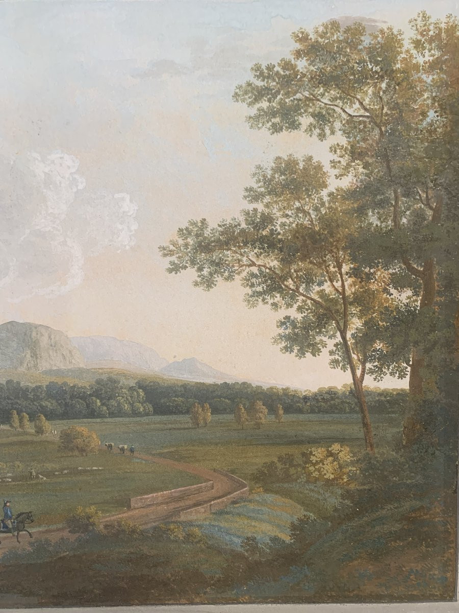 scuola napoletana - Veduta di Persano - gouache - 1820 ca Napoli Italia Grand Tour-photo-3