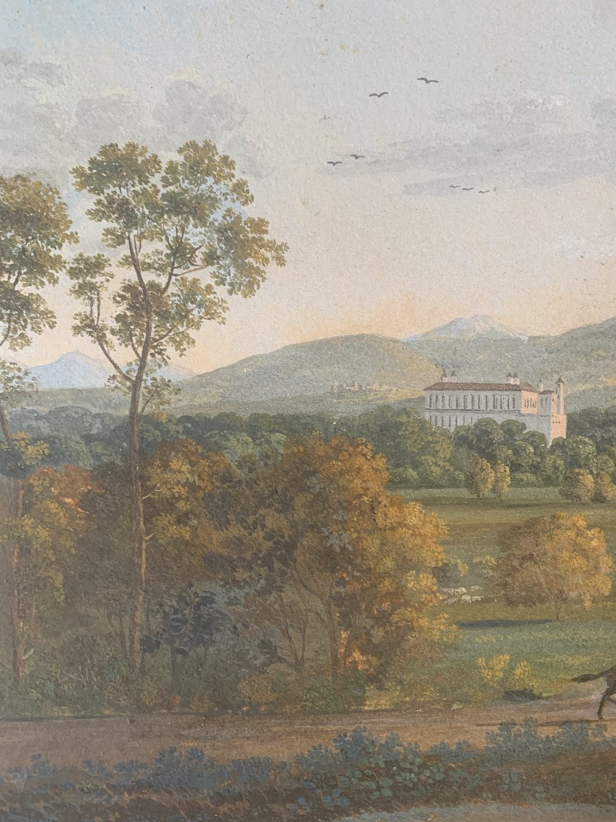 scuola napoletana - Veduta di Persano - gouache - 1820 ca Napoli Italia Grand Tour-photo-4