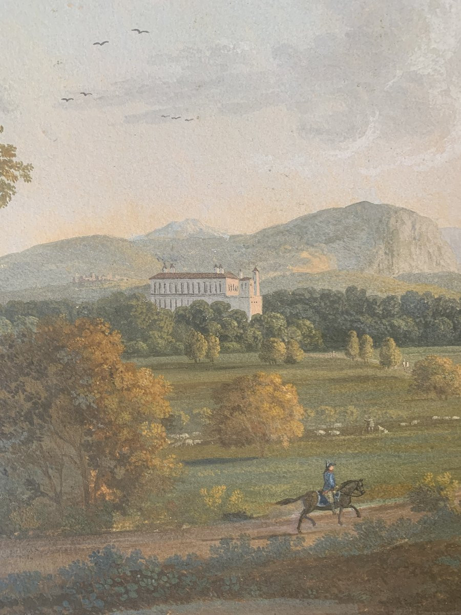 scuola napoletana - Veduta di Persano - gouache - 1820 ca Napoli Italia Grand Tour-photo-1