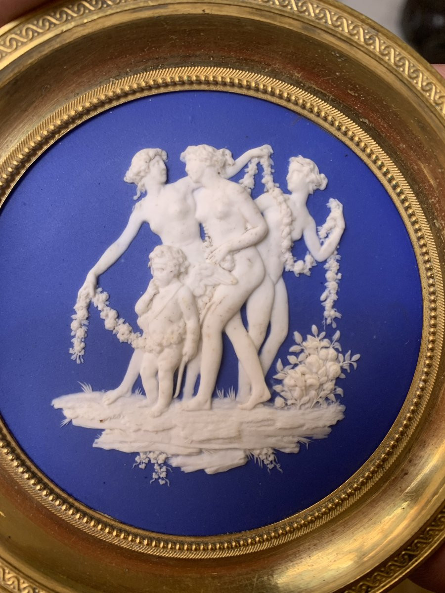 Wedgwood - Le Tre Grazie con Cupido -- cornice originale - bronzo ceramica Inghilterra-photo-4