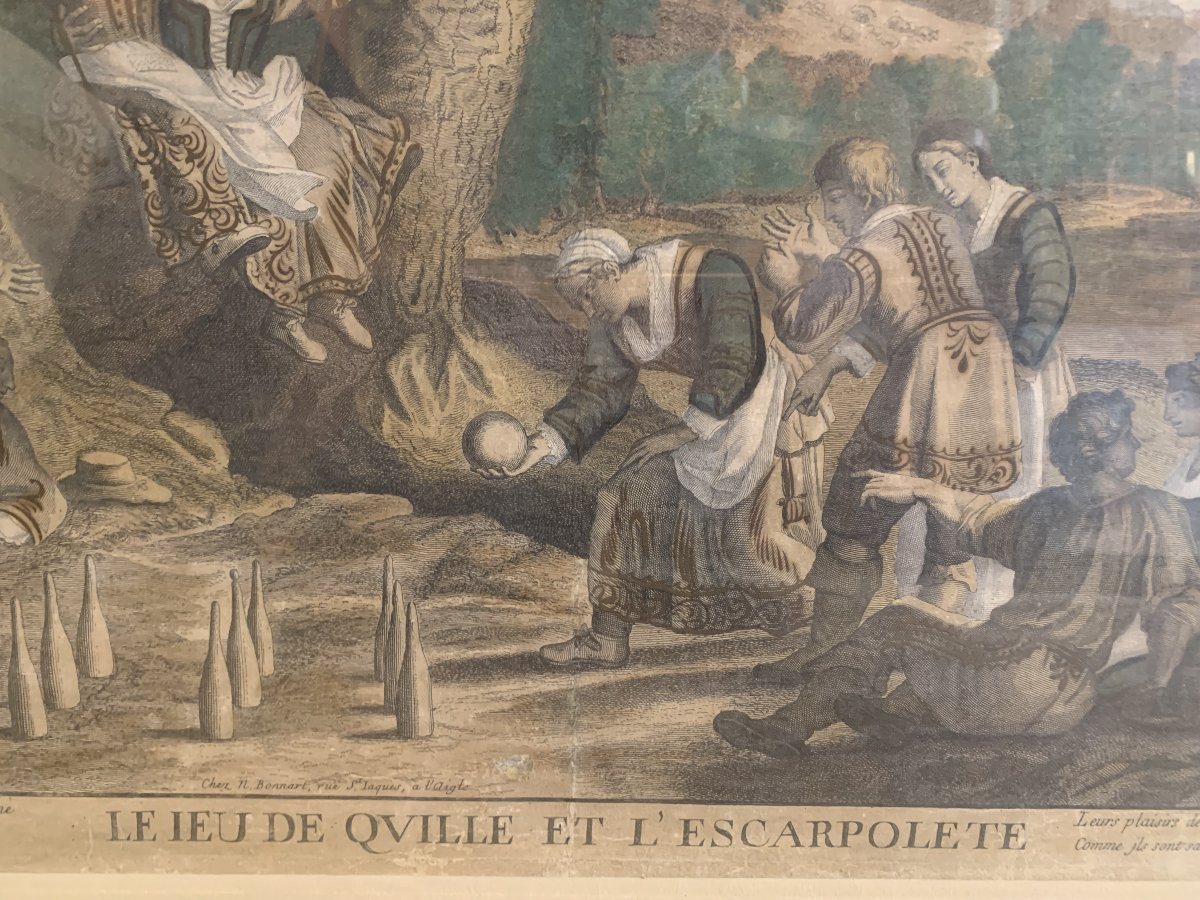 C. Bouzonnet J. Stella -  Primavera e birilli e altalena  1667 - 2 Incisioni Francia francesi-photo-2