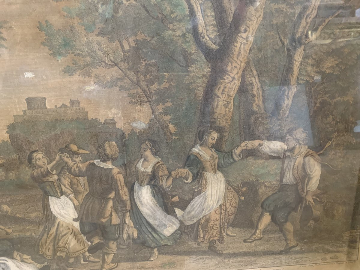 C. Bouzonnet J. Stella -  Primavera e birilli e altalena  1667 - 2 Incisioni Francia francesi-photo-3