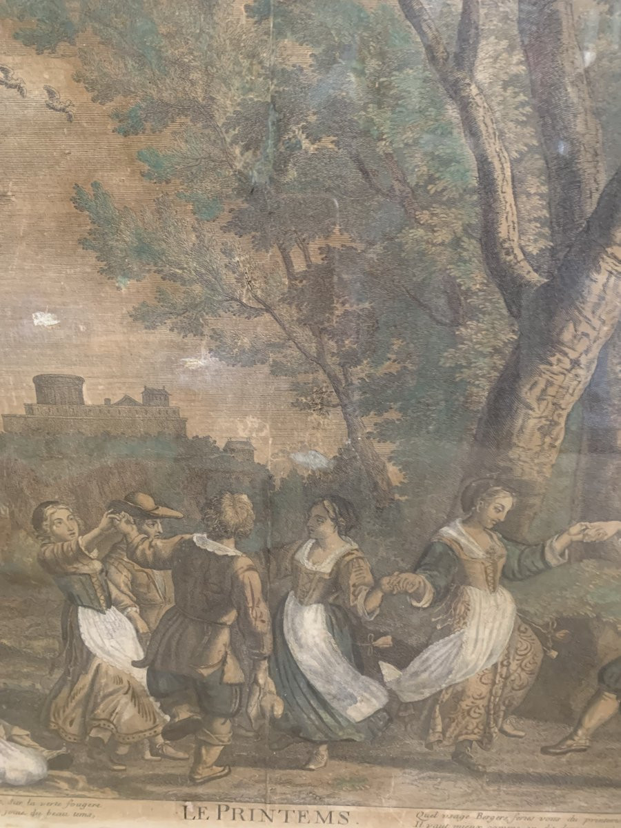 C. Bouzonnet J. Stella -  Primavera e birilli e altalena  1667 - 2 Incisioni Francia francesi-photo-5