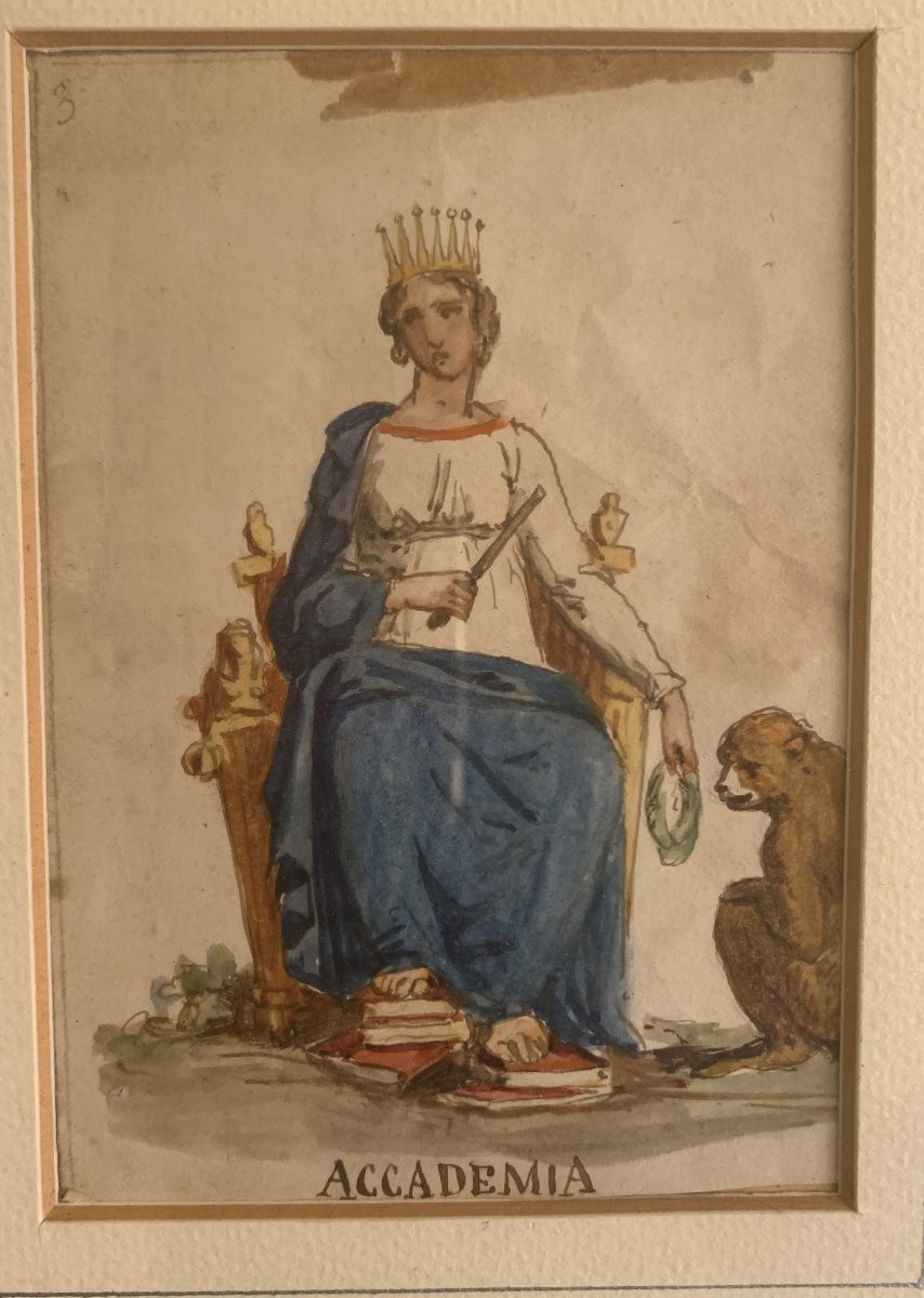 Felice Giani - 7 figure allegoriche acquerelli - Italia Grand Tour neoclassico XIX s -photo-4