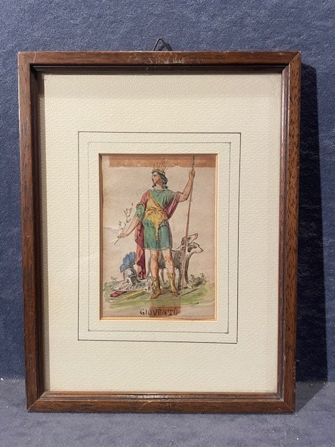 Felice Giani - 7 figure allegoriche acquerelli - Italia Grand Tour neoclassico XIX s -photo-6