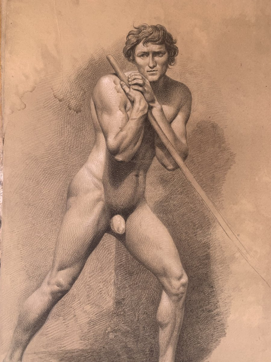 Nudo maschile accademico- Accademia nudo uomo - Italia Francia 1820 ca-photo-2