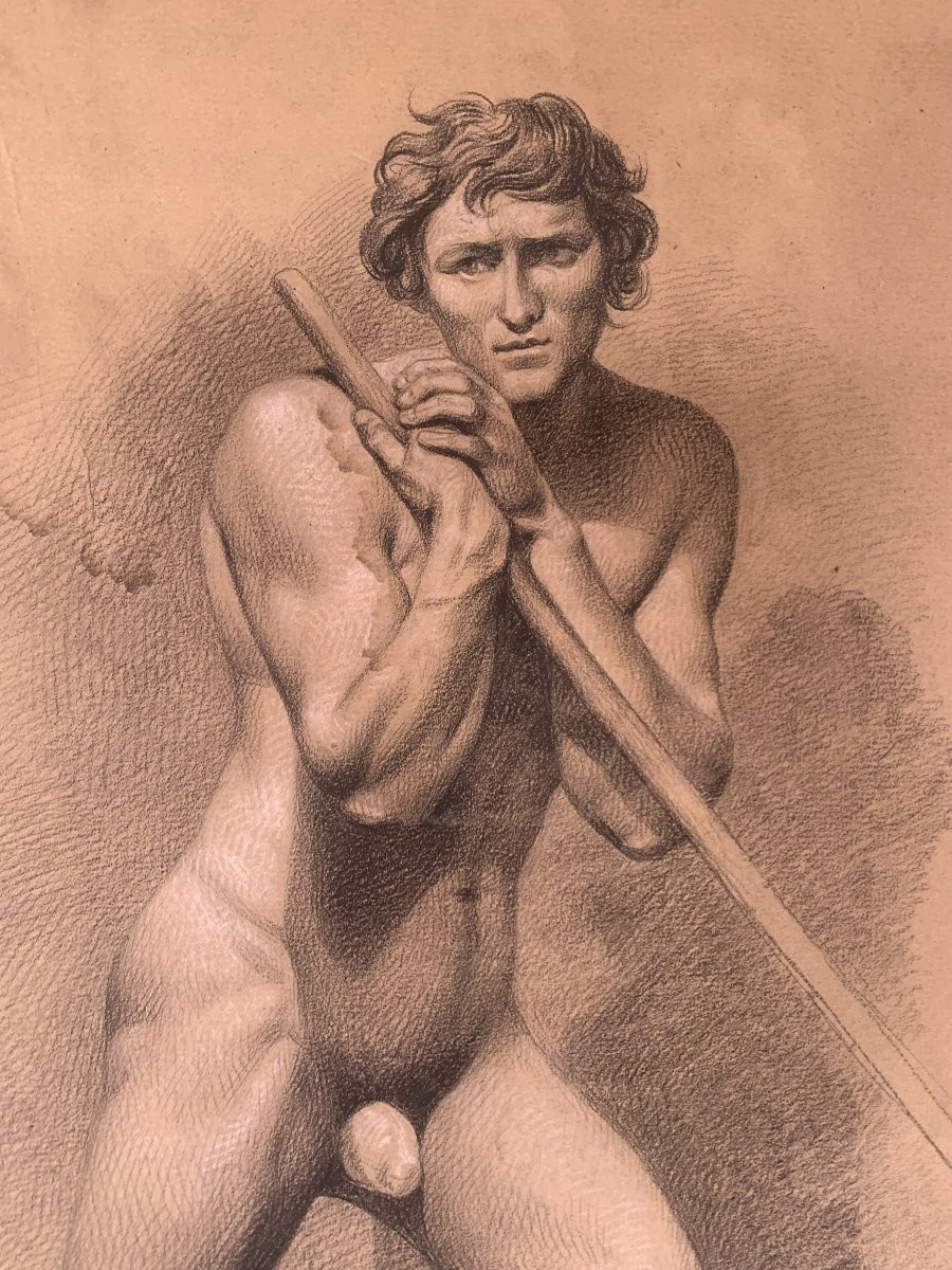 Nudo maschile accademico- Accademia nudo uomo - Italia Francia 1820 ca-photo-3