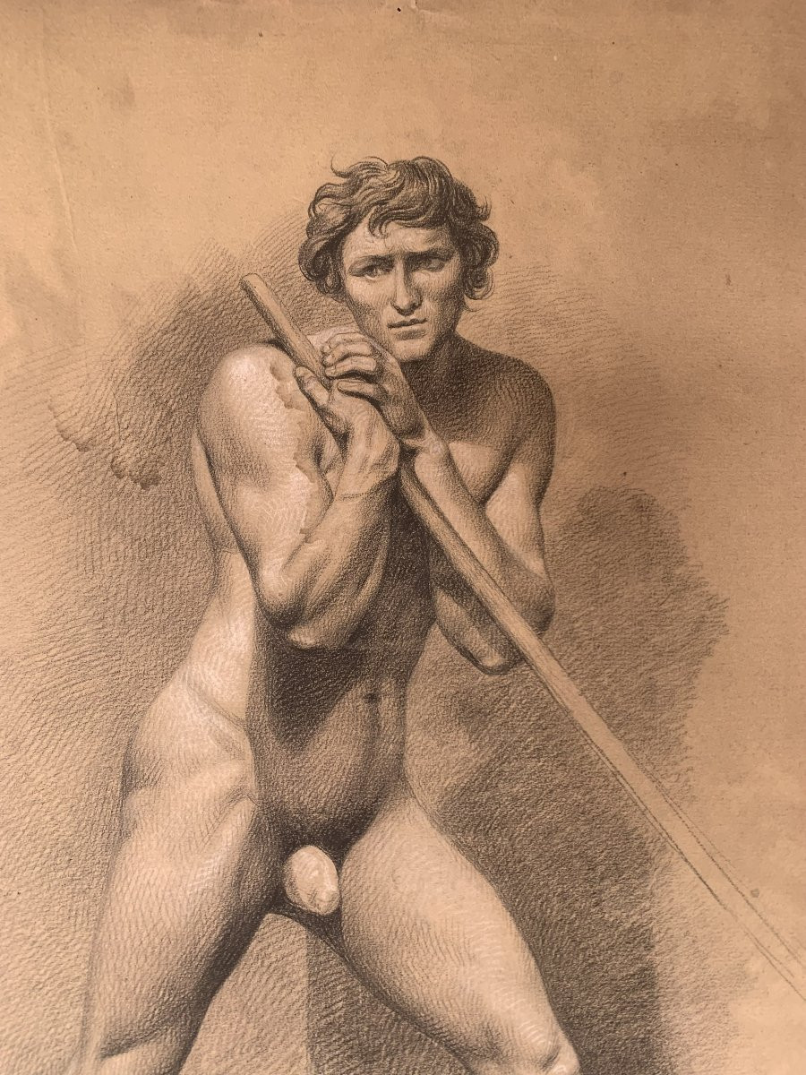 Nudo maschile accademico- Accademia nudo uomo - Italia Francia 1820 ca-photo-3