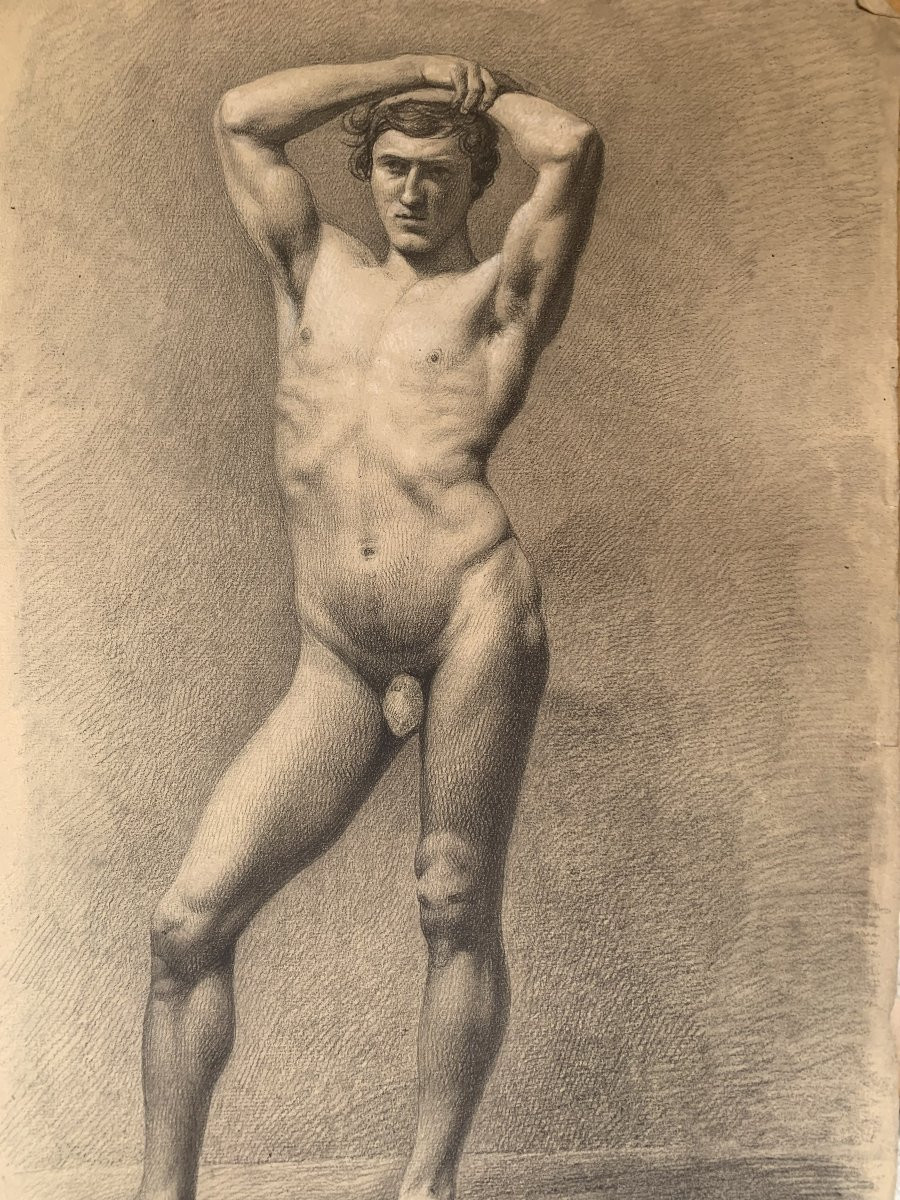 Nudo maschile accademico- Accademia nudo uomo - Italia Francia 1820 ca-photo-2