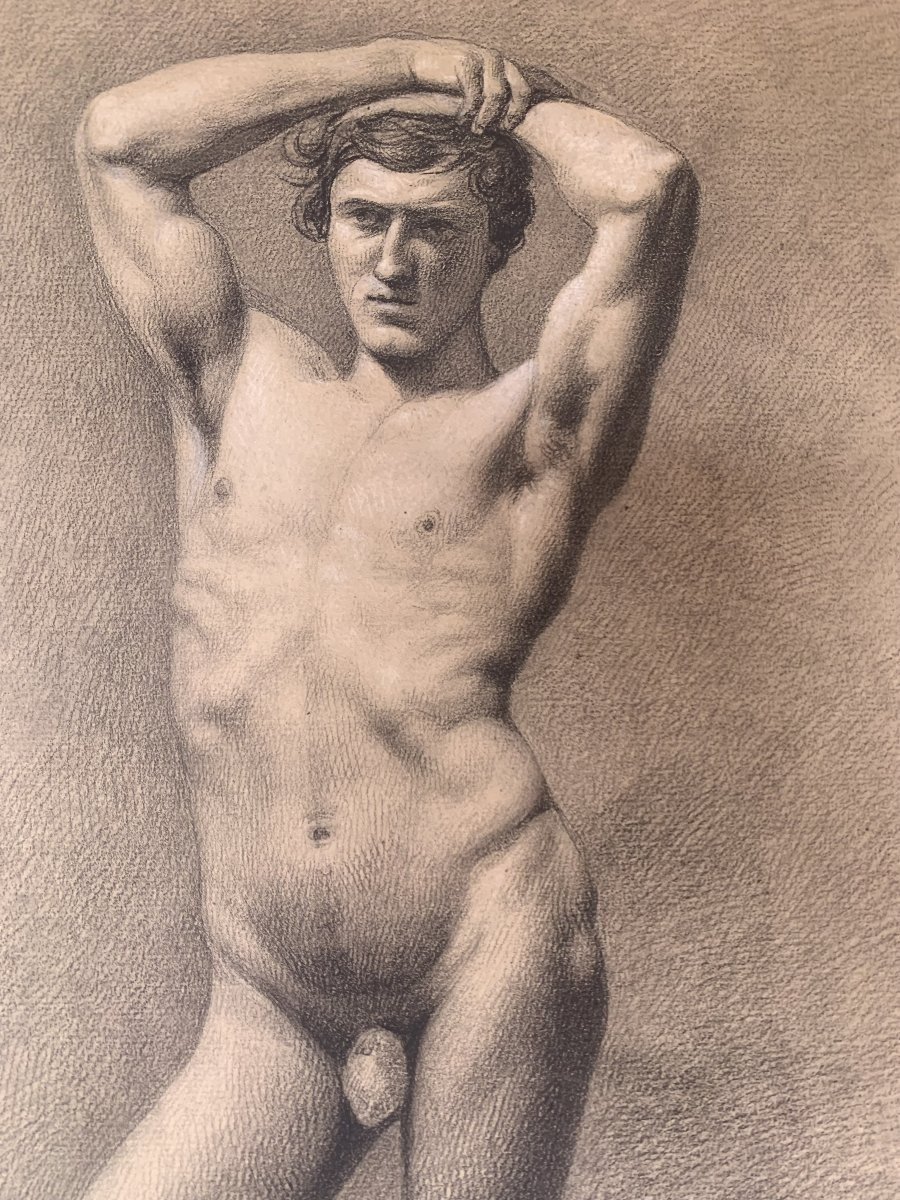 Nudo maschile accademico- Accademia nudo uomo - Italia Francia 1820 ca-photo-3
