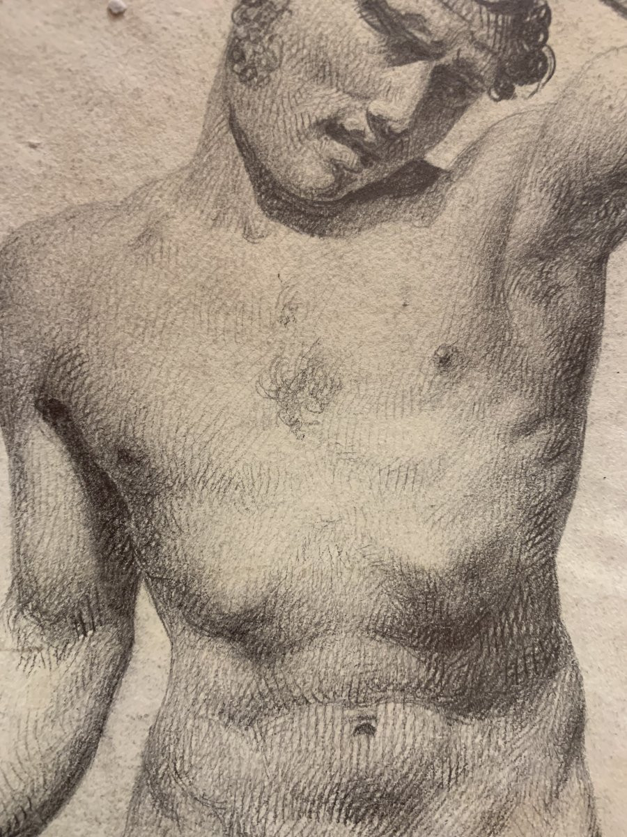 Nudo maschile accademico- Accademia nudo uomo - Italia Francia 1820 ca-photo-2