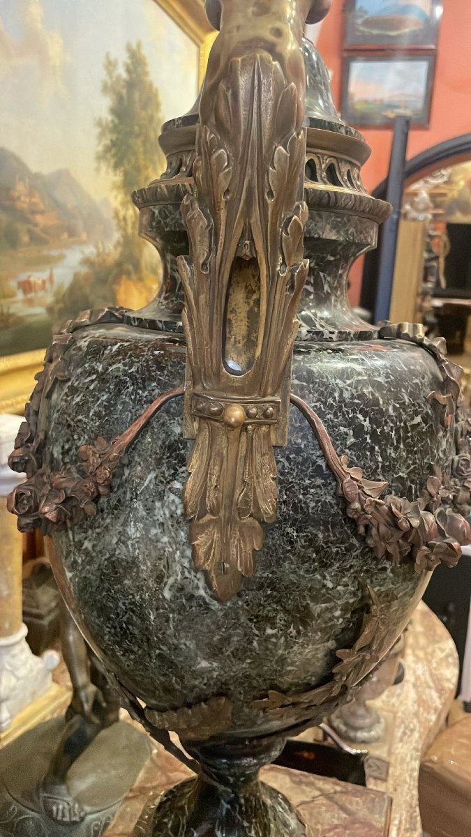 grande vaso decorativo del XIX secolo  con motivi floreali e putti Francia Italia-photo-4
