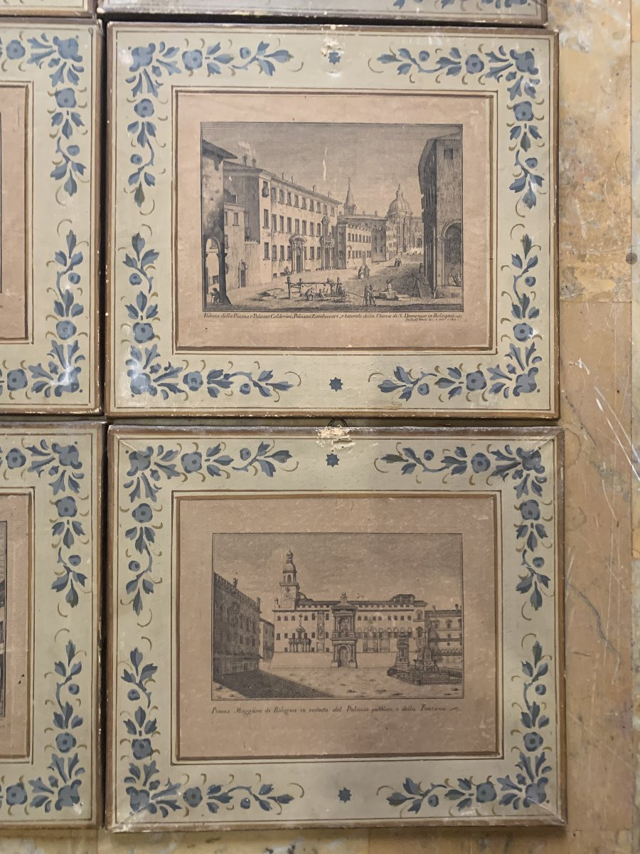 Pio Panfili -insieme 10 vedute di Bologna -Italia- 1784 Grand Tour - pass ad olio-photo-2