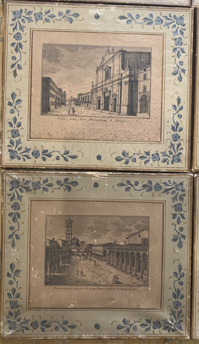 Pio Panfili -insieme 10 vedute di Bologna -Italia- 1784 Grand Tour - pass ad olio-photo-4