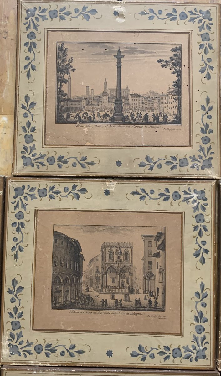 Pio Panfili -insieme 10 vedute di Bologna -Italia- 1784 Grand Tour - pass ad olio-photo-1