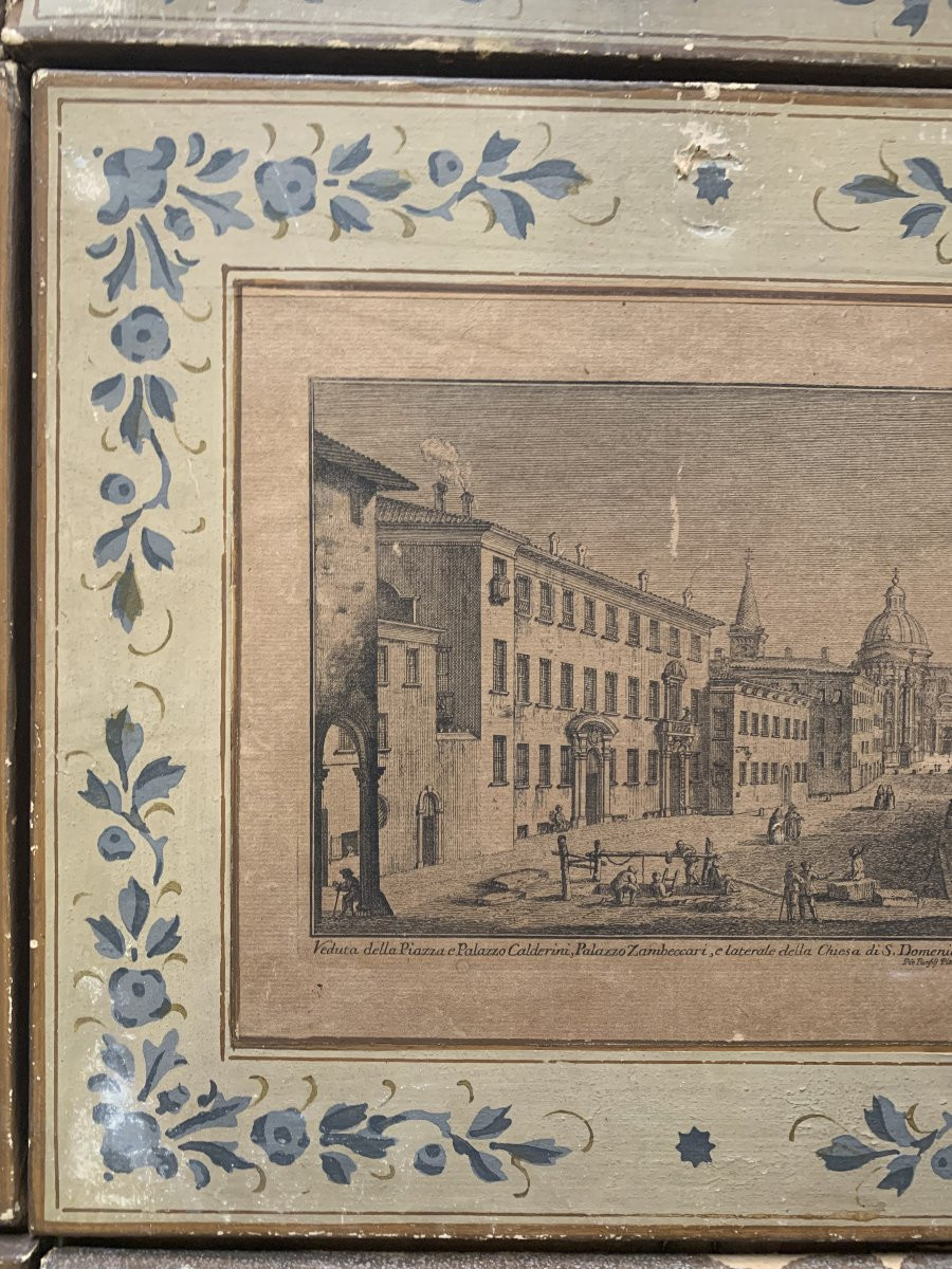 Pio Panfili -insieme 10 vedute di Bologna -Italia- 1784 Grand Tour - pass ad olio-photo-5