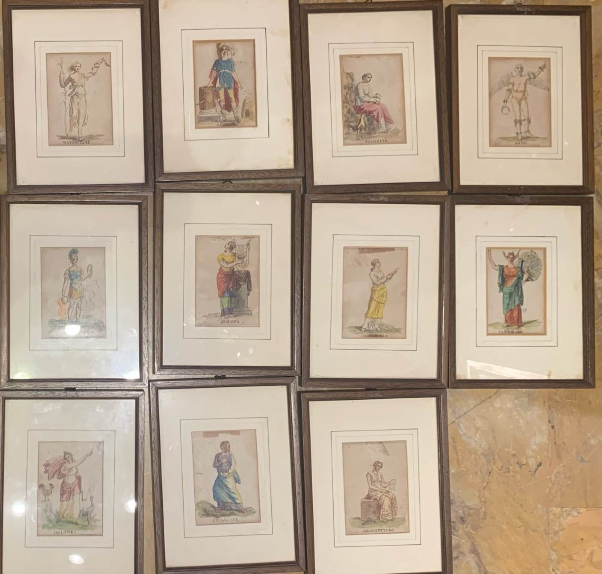 Felice Giani- 11 acquarelli  figure allegoriche - XIX s  Grand Tour neoclassico Italia Faenza