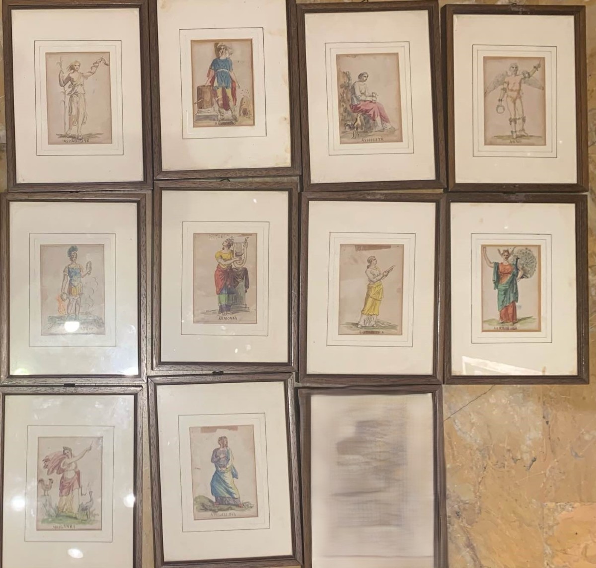 Felice Giani- 10 acquarelli  figure allegoriche - XIX s  Grand Tour neoclassico Italia Faenza