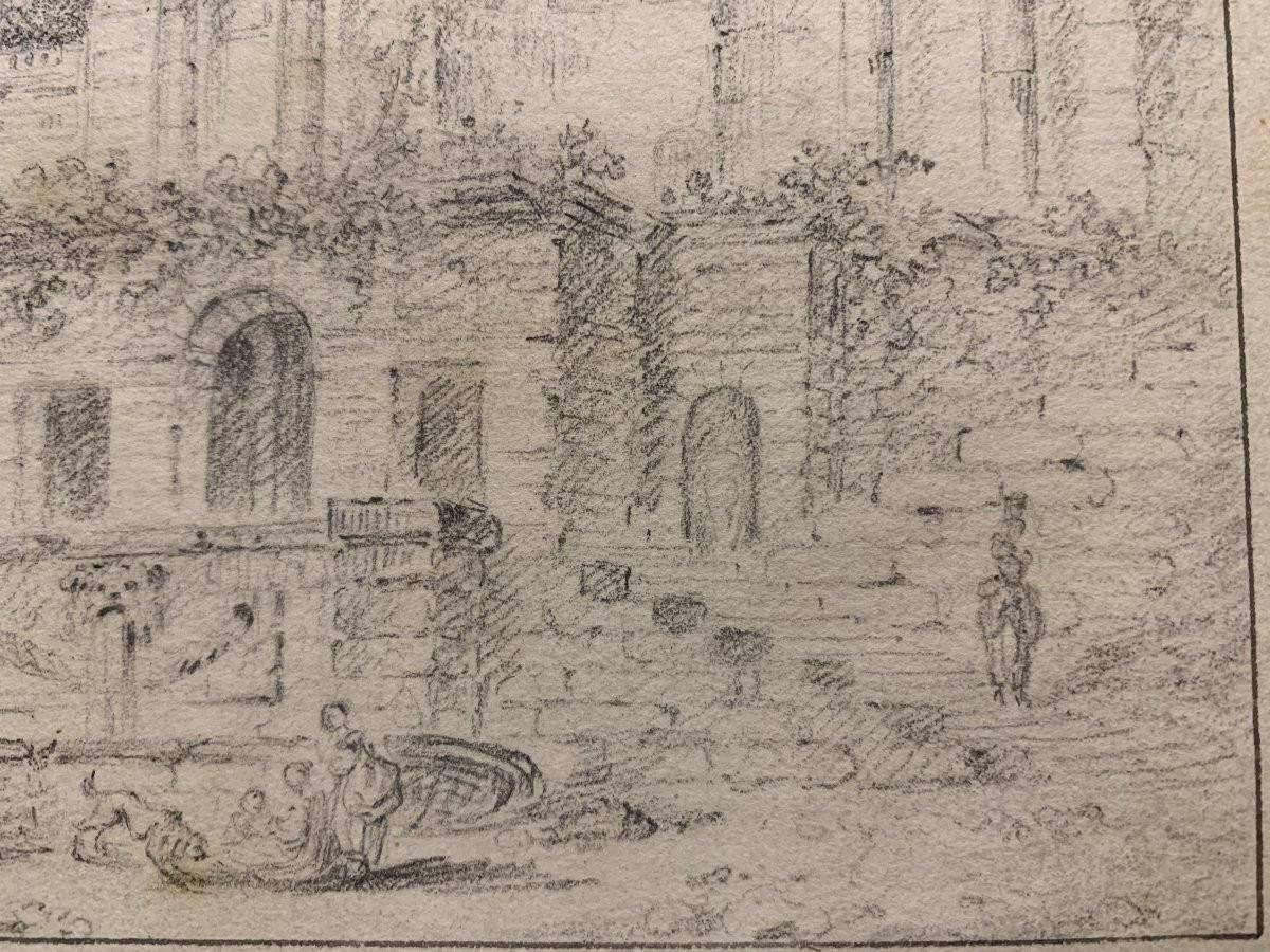 HUBERT ROBERT 1733-1808 Rome Villa Sacchetti 1760 France Italie Grand Tour -photo-3