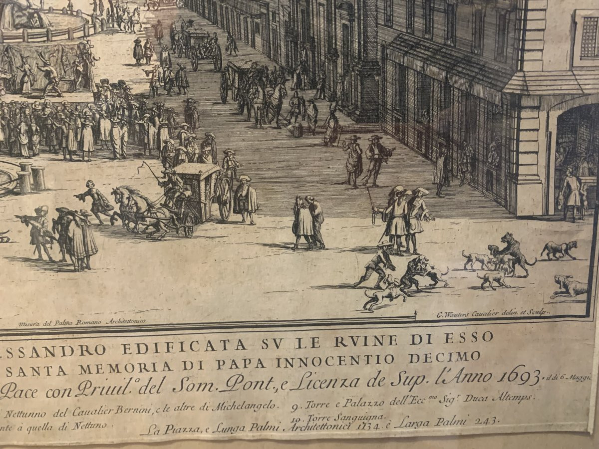G.Wouters - Roma - Piazza Navona - 1693 Italia Grand Tour Bernini Acquaforte-photo-2