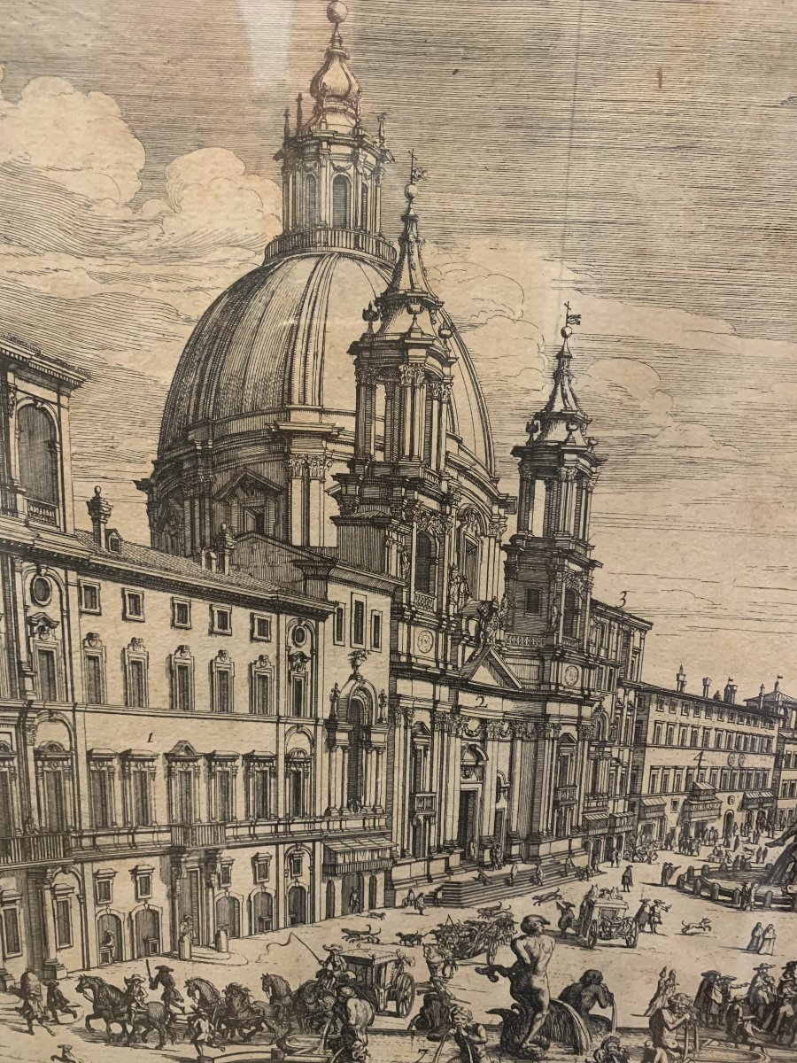 G.Wouters - Roma - Piazza Navona - 1693 Italia Grand Tour Bernini Acquaforte-photo-1