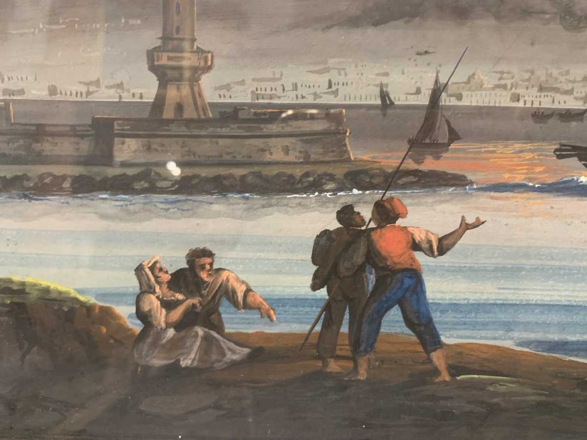 Scuola napoletana - Eruzione del Vesuvio- 1840 ca - Italia Napoli Grand Tour  -photo-2