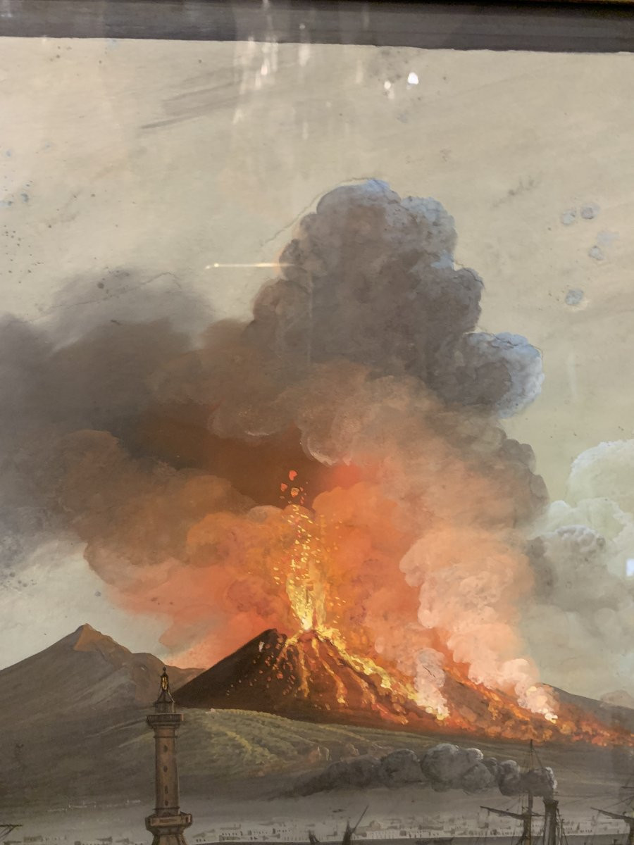 Scuola napoletana - Eruzione del Vesuvio- 1840 ca - Italia Napoli Grand Tour  -photo-1