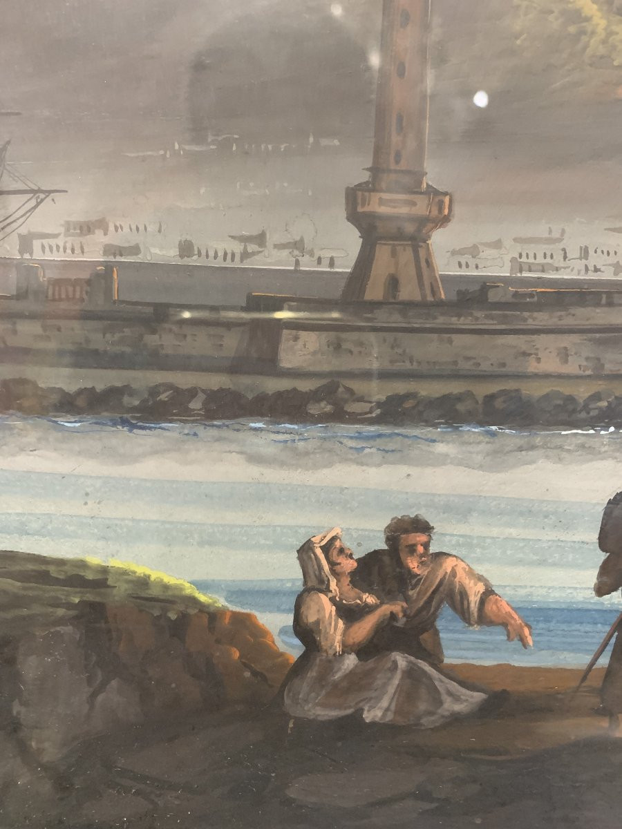 Scuola napoletana - Eruzione del Vesuvio- 1840 ca - Italia Napoli Grand Tour  -photo-5