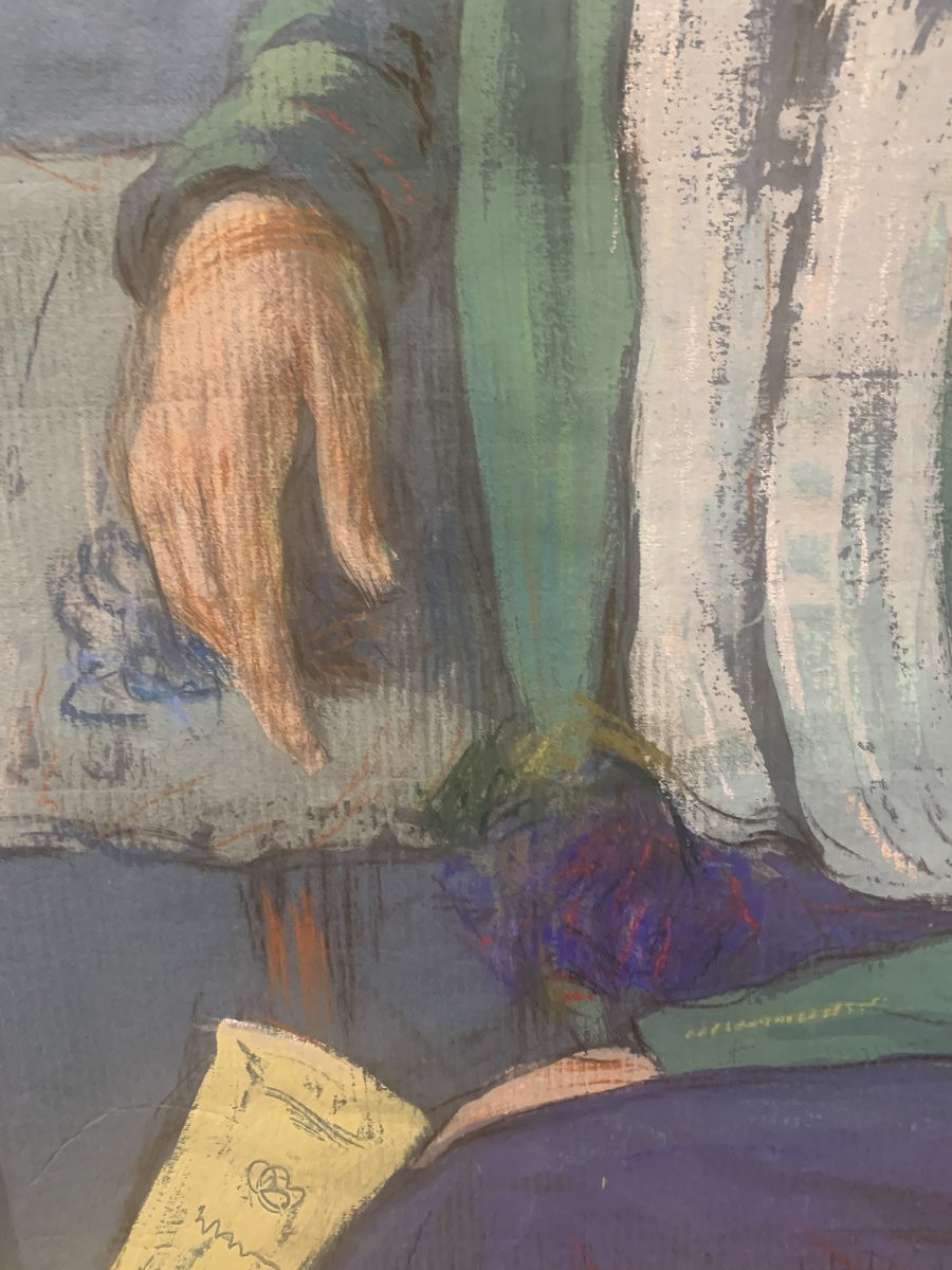 scuola europea -1918  ritratto femminile- tempera Italia Francia  -photo-1