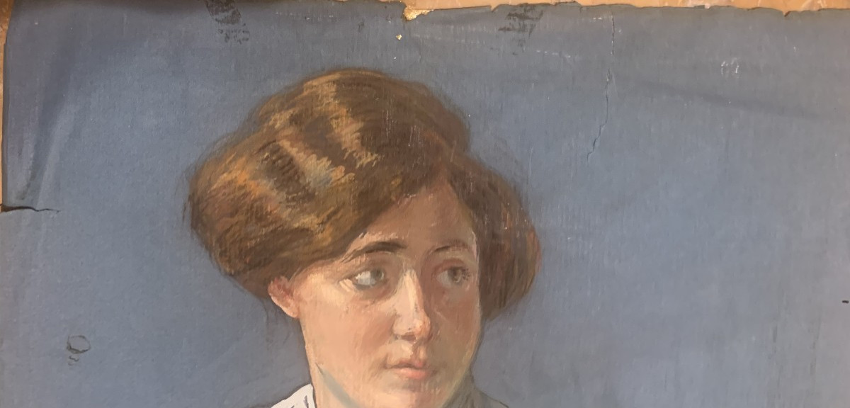 scuola europea -1918  ritratto femminile- tempera Italia Francia  -photo-6