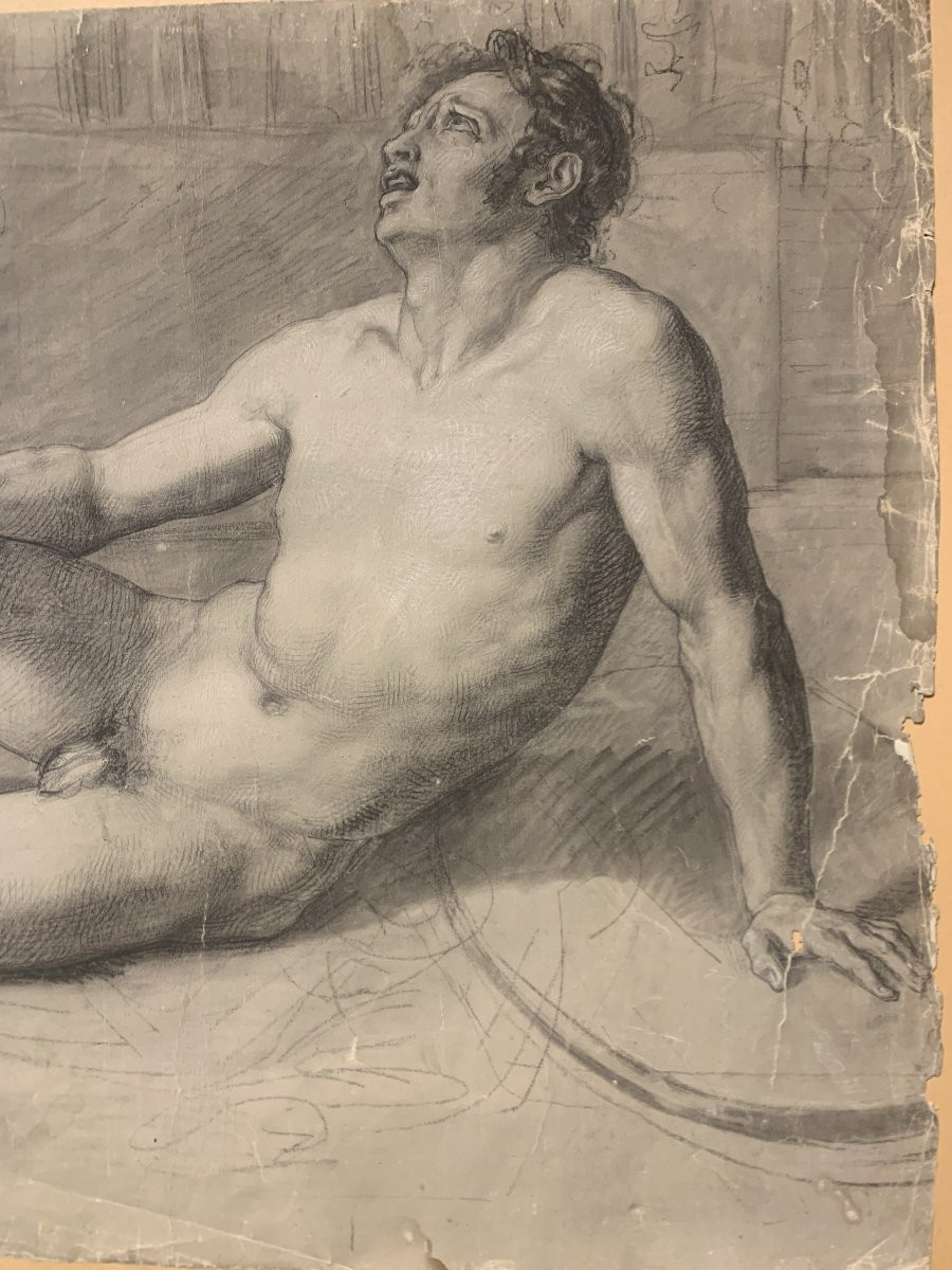 Nudo maschile accademico- Accademia nudo uomo - Italia Francia 1810 ca-photo-2