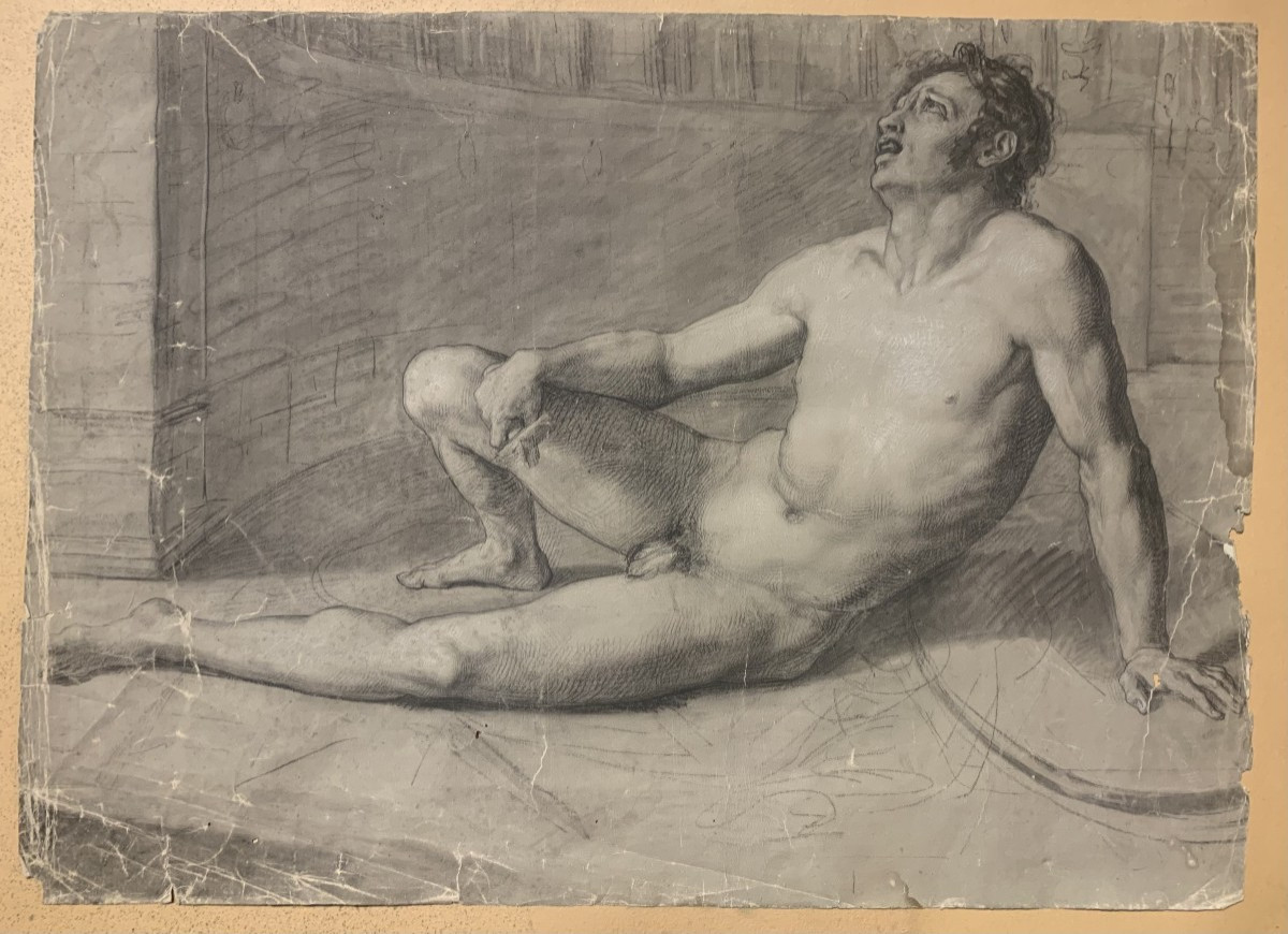 Nudo maschile accademico- Accademia nudo uomo - Italia Francia 1810 ca